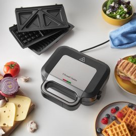 Sandwich-maker Russell Hobbs Creation 3 in 1 26810-56, 750 W, 3 Placi detasabile, Grill, Gofre, Sandwich-uri, Inox/Negru