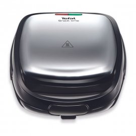 Sandwich-maker Tefal Snack Time 3in1 SW342D38, Indicator de preincalzire, Inox/Negru