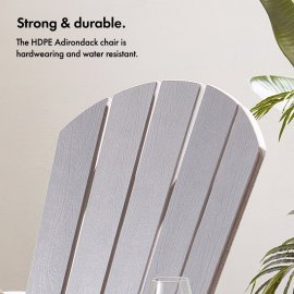 Scaun Adirondack armat pentru gradina VonHaus 2500895, din polietilena, capacitate maxima 110 kg, culoare gri