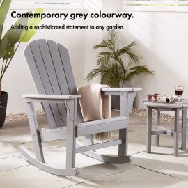 Scaun Balansoar Adirondack  pentru gradina VonHaus 2500898, din polietilena, capacitate maxima 110 kg, culoare gri