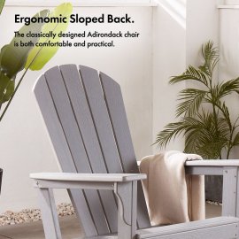 Scaun Balansoar Adirondack  pentru gradina VonHaus 2500898, din polietilena, capacitate maxima 110 kg, culoare gri