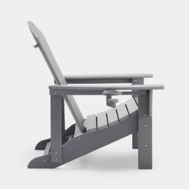 Scaun de gradina cu taburet extensibil pentru picioare VonHaus 2500896, din polietilena, capacitate maxima 110kg, gri