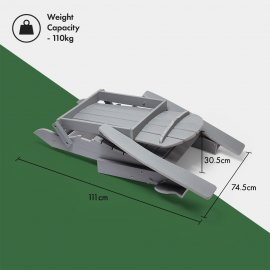 Scaun de gradina pliabil Adirondack VonHaus 2500897, din polietilena, cu suport de pahar, capacitate maxima 110 kg, culoare gri