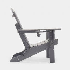 Scaun de gradina pliabil Adirondack VonHaus 2500897, din polietilena, cu suport de pahar, capacitate maxima 110 kg, culoare gri