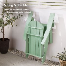Scaun de gradina pliabil VonHaus 2500922, din polietilena, cu suport de pahar, capacitate maxima 110 kg, culoare verde salvie