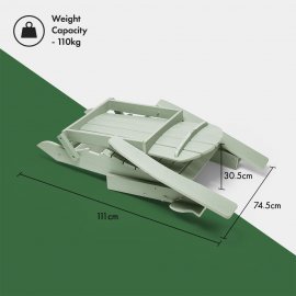 Scaun de gradina pliabil VonHaus 2500922, din polietilena, cu suport de pahar, capacitate maxima 110 kg, culoare verde salvie