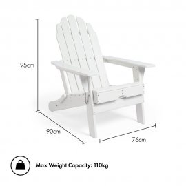 Scaun de gradina pliabil VonHaus 3000603, din placaj alb, capacitate maxima 110 kg