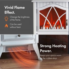 Semineu Electric Portabil / Mobil de Podea cu Picioare si Efect de Flacara VonHaus 2500877, 2 setari de putere, 1800W, protectie supraincalzire, termostat reglabil, metal, sticla temperata, alb