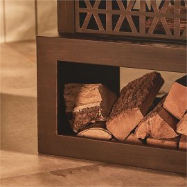 Semineu pentru exterior cu lemne VonHaus 2500380, din otel negru, cu vatrai si loc inferior pentru depozitare, 45x82x90 cm