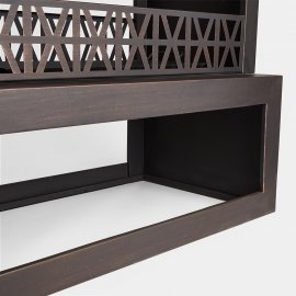 Semineu pentru exterior cu lemne VonHaus 2500380, din otel negru, cu vatrai si loc inferior pentru depozitare, 45x82x90 cm