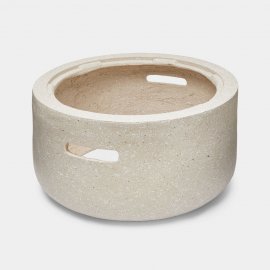 Semineu rotund pentr exterior, cu gratar cu lemne/ carbuni VonHaus 2500702.1, din beton artificial, vatrai inclus, bej