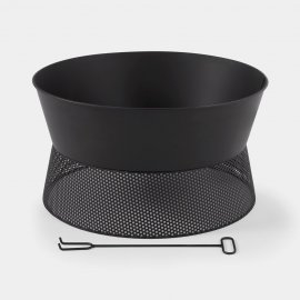 Semineu rotund pentru exterior VonHaus 2500943, pe carbune sau lemn, din otel, vatrai inclus, negru