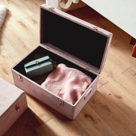 Set 2 cufere de depozitare, din catifea roz, cu inchizatoare si manere laterale rose gold Beautify 4000102