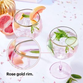 Set 2 pahare de gin Beautify 1000323, din sticla, culoare rose gold, capacitate 675ml, cutie cadou, doar spalare manuala