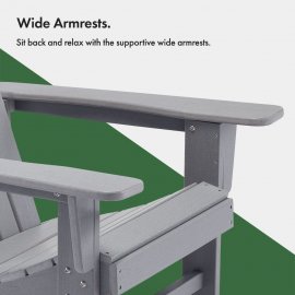 Set 2 scaune Adirondack armate pentru gradina VonHaus 2501021, din polietilena, capacitate maxima 110 kg, culoare gri