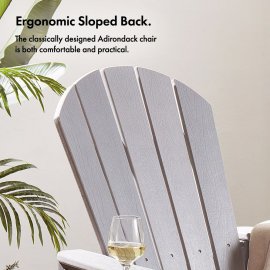 Set 2 scaune Adirondack armate pentru gradina VonHaus 2501021, din polietilena, capacitate maxima 110 kg, culoare gri