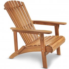Set 2 Scaune Adirondack Armate pentru Gradina VonHaus 2522091-0, din lemn de salcam, capacitate maxima 150kg, maro