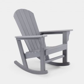 Set 2 scaune Adirondack balansoar pentru gradina VonHaus 2501020, din polietilena, capacitate maxima 110 kg, culoare gri