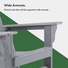 Set 2 scaune Adirondack balansoar pentru gradina VonHaus 2501020, din polietilena, capacitate maxima 110 kg, culoare gri