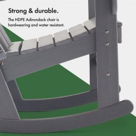 Set 2 scaune Adirondack balansoar pentru gradina VonHaus 2501020, din polietilena, capacitate maxima 110 kg, culoare gri