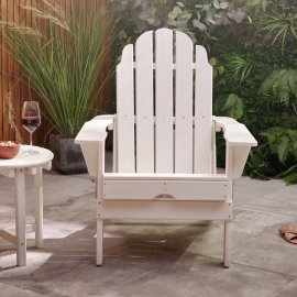 Set 2 scaune de gradina pliabile VonHaus 3000603, din placaj alb, capacitate maxima 110kg