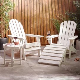 Set 2 scaune de gradina pliabile VonHaus 3000603, din placaj alb, capacitate maxima 110kg