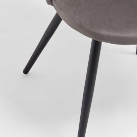 Set 2 scaune de sufragerie VonHaus 3000232, din catifea, culoare gri, picioare din metal, dimensiuni I 75.5 cm, L 50 cm, l 54.5 cm