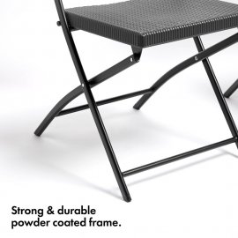 Set 2 scaune pliabile, pentru exterior, cu aspect de ratan VonHaus 2500541, culoare gri