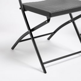 Set 2 scaune pliabile, pentru exterior, cu aspect de ratan VonHaus 2500541, culoare gri