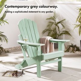 Set 2 scaune pliabile pentru gradina VonHaus 2501036, din polietilena, capacitate maxima 110 kg, culoare verde salvie