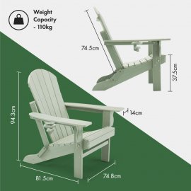 Set 2 scaune pliabile pentru gradina VonHaus 2501036, din polietilena, capacitate maxima 110 kg, culoare verde salvie