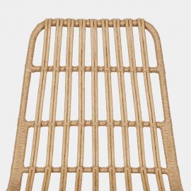Set 2 scaune pt dining VonHaus 3000195.1, in stil boho, cu aspect de ratan, cadru din otel negru, capacitate maxima 110 kg