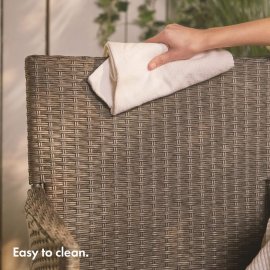 Set 2 scaune si masa cu aspect de ratan VonHaus 2522039, din polietilena, culoare gri