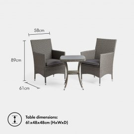 Set 2 scaune si masa cu aspect de ratan VonHaus 2522039, din polietilena, culoare gri