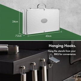 Set 25 ustensile pentru gratar si cutie depozitare din aluminiu VonHaus 1500132, ustensile din otel inoxidabil