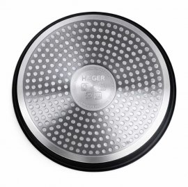 Set 3 Cratite cu Invelis Antiaderent Swiss Ilag Ultimate HAEGER Easy Fit, Extrem de Rezistente, Capac Sticla, Maner Detasabil, 16/18/20 cm, Compatibile Gaz, Electric si Inductie, PA-C05.020A