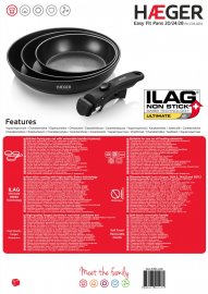 Set 3 Tigai cu Invelis Antiaderent Swiss Ilag Ultimate HAEGER Easy Fit, Extrem de Rezistente, Maner Detasabil, Dimensiuni 20/24/28 cm, Compatibile Gaz, Electric si Inductie, Stivuibile