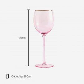 Set 4 pahare de vin Beautify 1000322, din sticla, culoare rose gold, capacitate 380ml, cutie cadou, doar spalare manuala