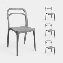 Set 4 scaune de sufragerie VonHaus 3000231, din plastic, culoare gri, stivuibile, dimensiuni I 83 cm, l 46 cm, L 53.5 cm