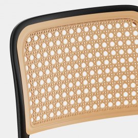 Set 4 scaune pt dining VonHaus 3000864, din plastic, cu aspect de ratan, stivuibile, picioruse anti-alunecare, capacitate maxima 110kg