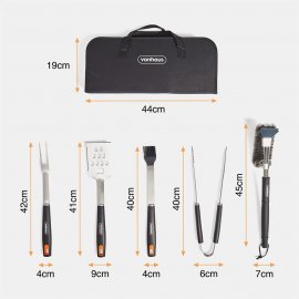 Set 5 ustensile pentru gratar si geanta depozitare VonHaus 1000384, maner din polietilena