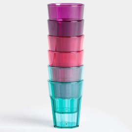 Set 6 pahare din plastic fara BPA  VonShef 9000222, stivuibile, capacitate 473ml, diferite culori