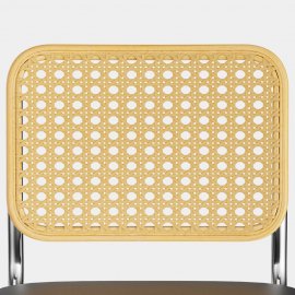 Set 6 scaune pt dining VonHaus 3000919, spatar din ratan, sezut din piele PU si cadru metalic argintiu, capacitate maxima 110 kg