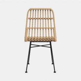 Set 6 scaune pt dining VonHaus 3000923, in stil boho, cu aspect de ratan, cadru din otel negru, capacitate maxima 110 kg