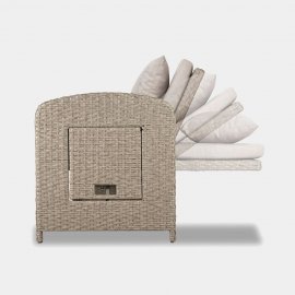Set canapea de gradina cu 4 configuratii VonHaus 2500973, cu masute laterale pliabile, cu aspect de ratan, picioruse anti-alunecare, maro