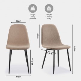 Set Cavell de 6 scaune pt dining VonHaus 3000925, din poliester moale, raiat, picioare din metal negru, capacitate maxima 130 kg, bej