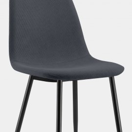 Set Cavell de 6 scaune pt dining VonHaus 3000927, din poliester moale, raiat, picioare din metal negru, capacitate maxima 130 kg, albastru carbune