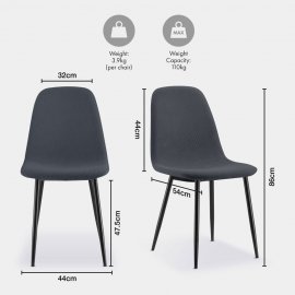 Set Cavell de 6 scaune pt dining VonHaus 3000927, din poliester moale, raiat, picioare din metal negru, capacitate maxima 130 kg, albastru carbune
