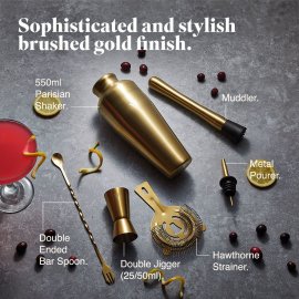 Set cocktail Parisian Beautify 1500111, 6 piese, din otel inoxidabil de calitate, finisaj rose gold, shaker de 500 ml