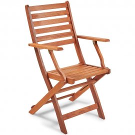 Set de 2 scaune din lemn Meranti, VonHaus 2522049, pliabile, capacitate max 70 de kg